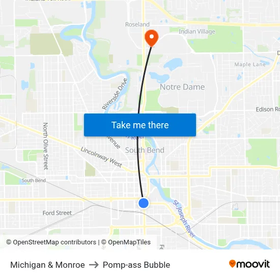 Michigan & Monroe to Pomp-ass Bubble map