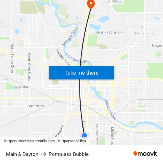 Main & Dayton to Pomp-ass Bubble map