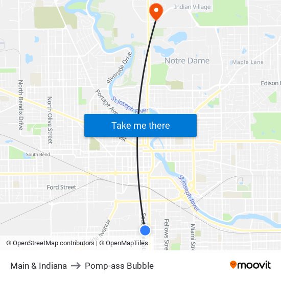 Main & Indiana to Pomp-ass Bubble map