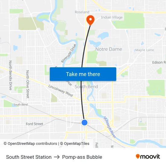 South Street Station to Pomp-ass Bubble map