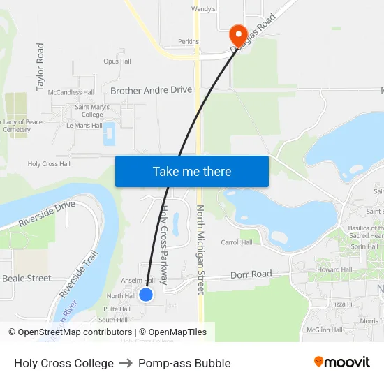 Holy Cross College to Pomp-ass Bubble map