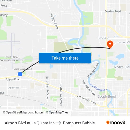 Airport Blvd at La Quinta Inn to Pomp-ass Bubble map