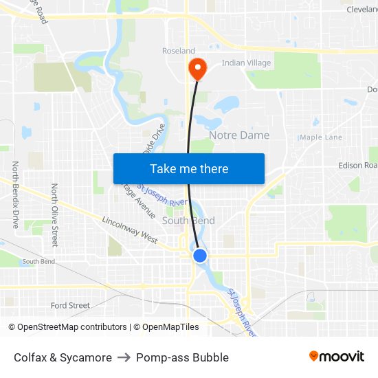 Colfax & Sycamore to Pomp-ass Bubble map