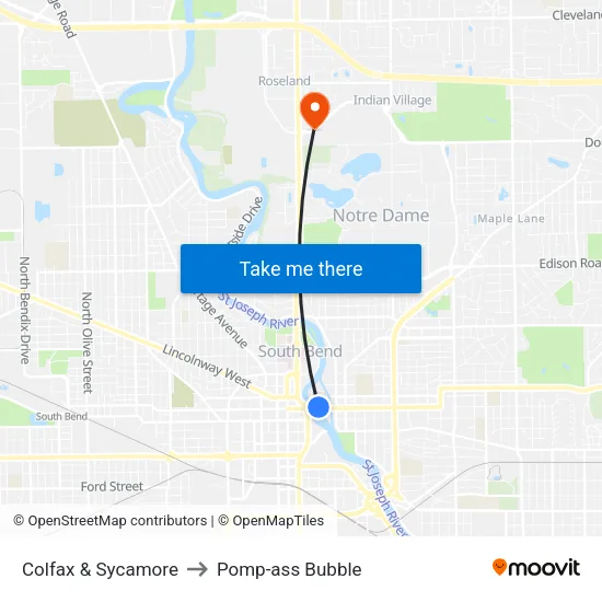 Colfax & Sycamore to Pomp-ass Bubble map