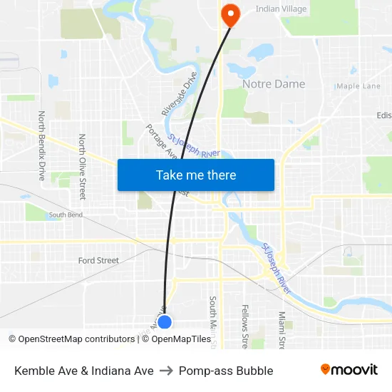 Kemble Ave & Indiana Ave to Pomp-ass Bubble map
