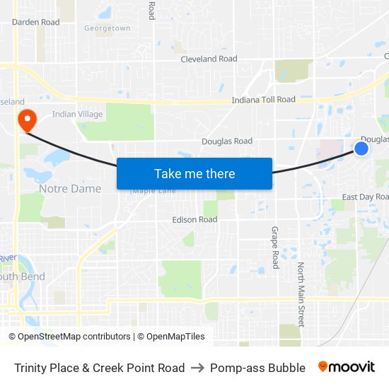 Trinity Place & Creek Point Road to Pomp-ass Bubble map