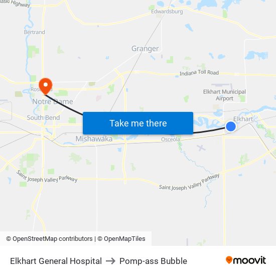 Elkhart General Hospital to Pomp-ass Bubble map