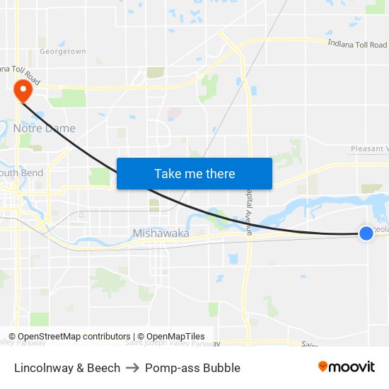 Lincolnway & Beech to Pomp-ass Bubble map