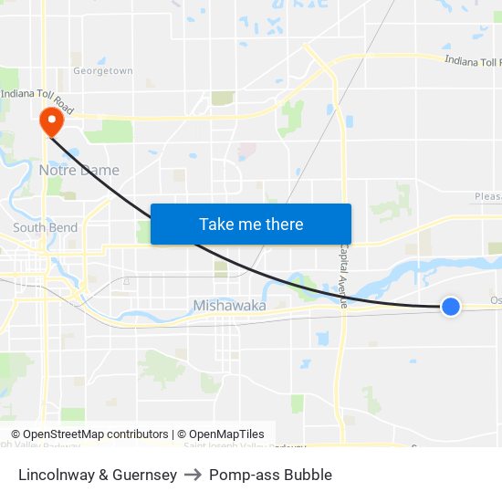 Lincolnway & Guernsey to Pomp-ass Bubble map