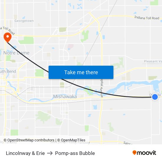 Lincolnway & Erie to Pomp-ass Bubble map