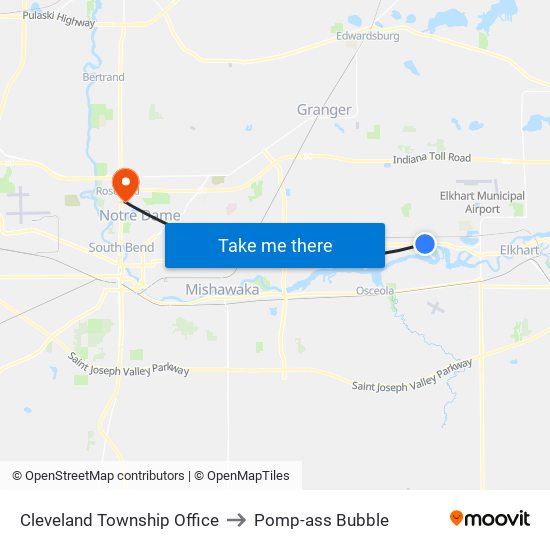 Cleveland Township Office to Pomp-ass Bubble map