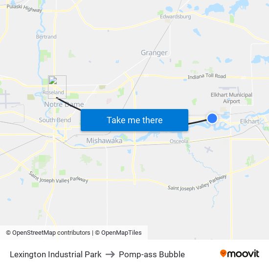 Lexington Industrial Park to Pomp-ass Bubble map