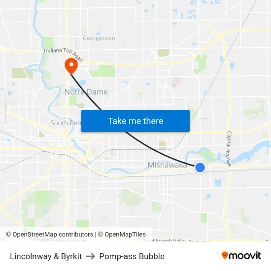 Lincolnway & Byrkit to Pomp-ass Bubble map