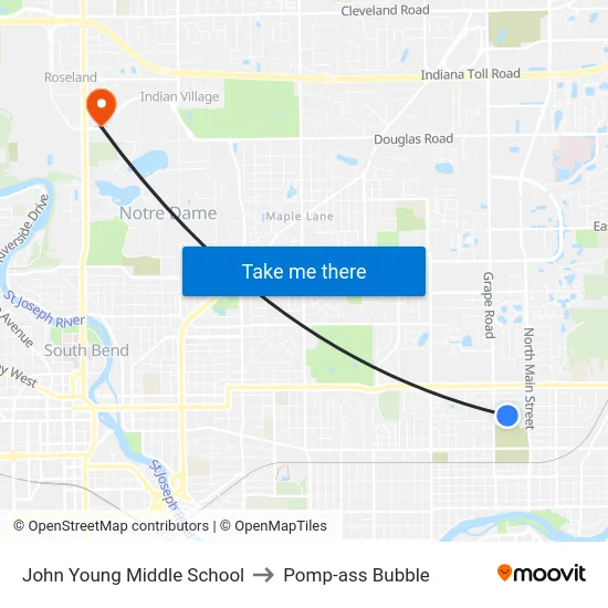 John Young Middle School to Pomp-ass Bubble map