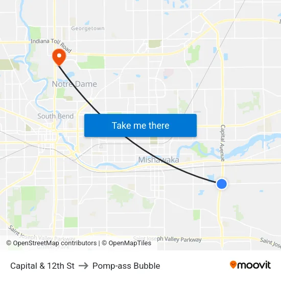Capital & 12th St to Pomp-ass Bubble map