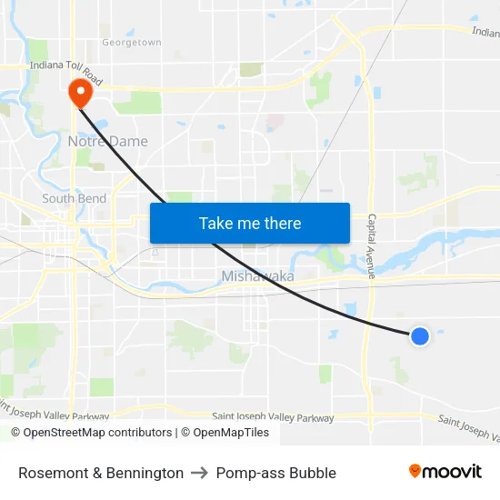 Rosemont & Bennington to Pomp-ass Bubble map