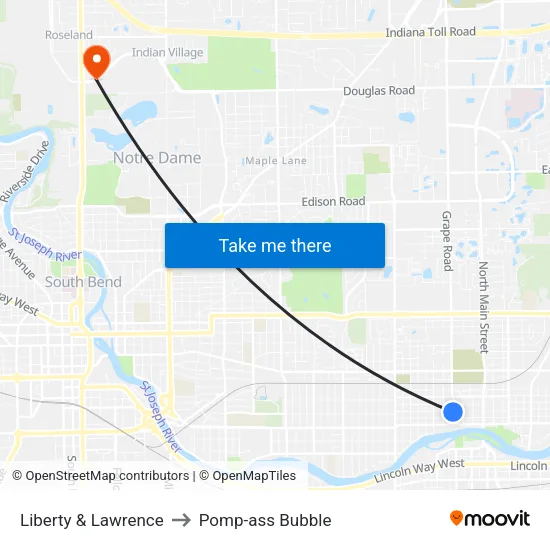 Liberty & Lawrence to Pomp-ass Bubble map