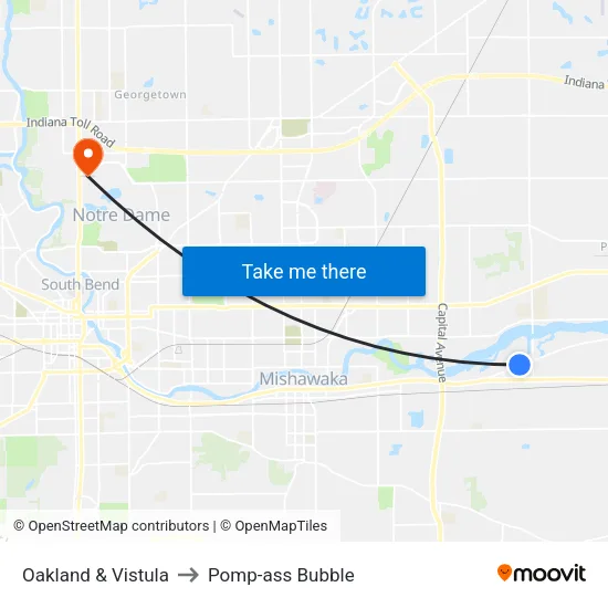 Oakland & Vistula to Pomp-ass Bubble map