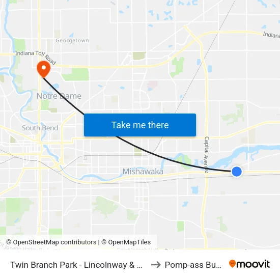 Twin Branch Park - Lincolnway & Ballard to Pomp-ass Bubble map