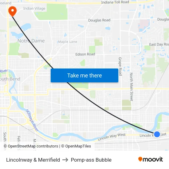 Lincolnway & Merrifield to Pomp-ass Bubble map
