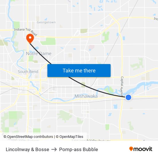 Lincolnway & Bosse to Pomp-ass Bubble map