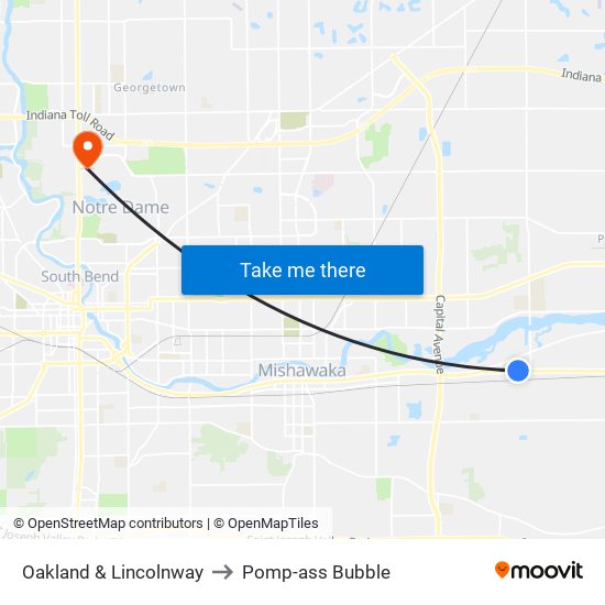 Oakland & Lincolnway to Pomp-ass Bubble map
