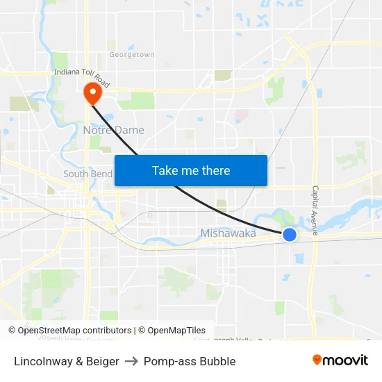 Lincolnway & Beiger to Pomp-ass Bubble map