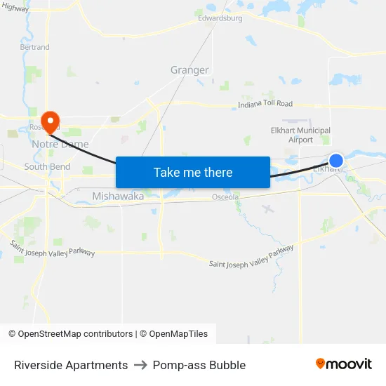 Riverside Apartments to Pomp-ass Bubble map
