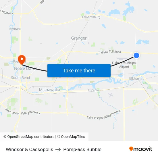 Windsor & Cassopolis to Pomp-ass Bubble map