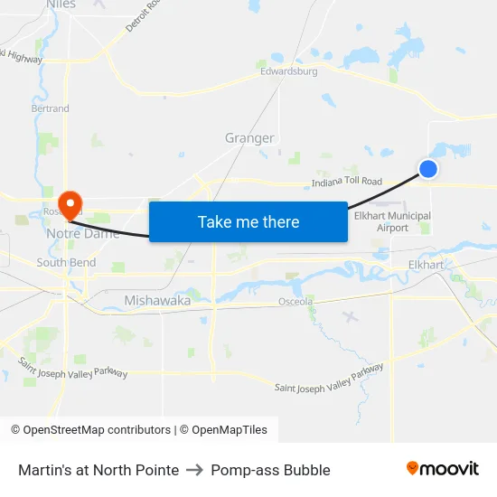 Martin's at North Pointe to Pomp-ass Bubble map
