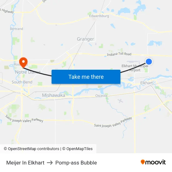 Meijer In Elkhart to Pomp-ass Bubble map