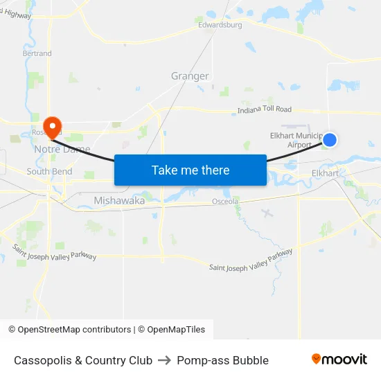 Cassopolis & Country Club to Pomp-ass Bubble map
