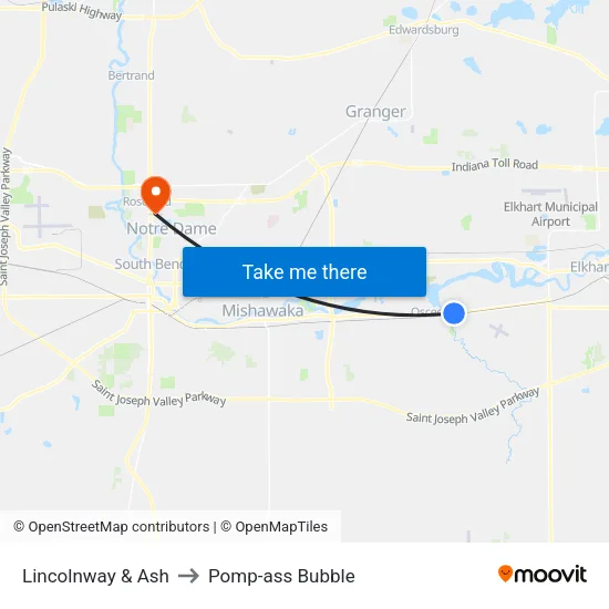 Lincolnway & Ash (Out) to Pomp-ass Bubble map