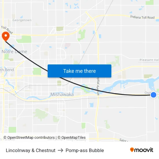 Lincolnway & Chestnut to Pomp-ass Bubble map