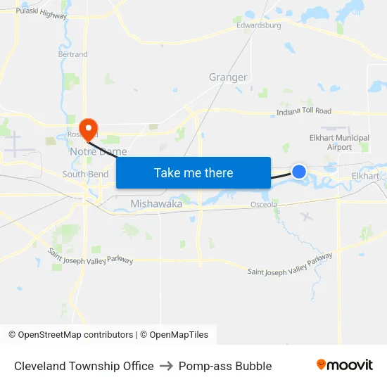 Cleveland Township Office to Pomp-ass Bubble map