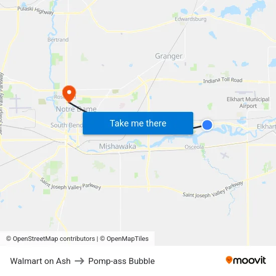 Walmart on Ash (In) to Pomp-ass Bubble map