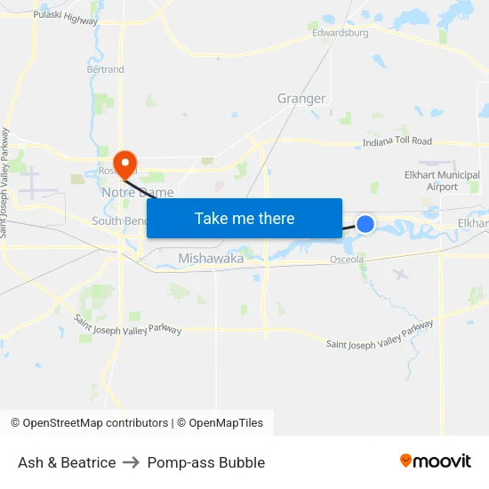 Ash & Beatrice to Pomp-ass Bubble map