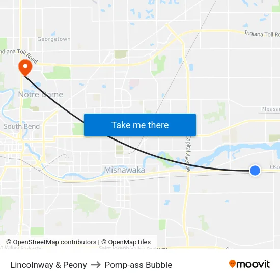Lincolnway & Peony to Pomp-ass Bubble map