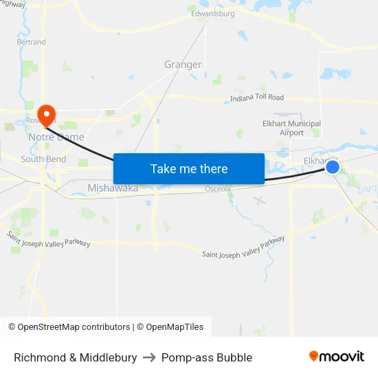 Richmond & Middlebury to Pomp-ass Bubble map