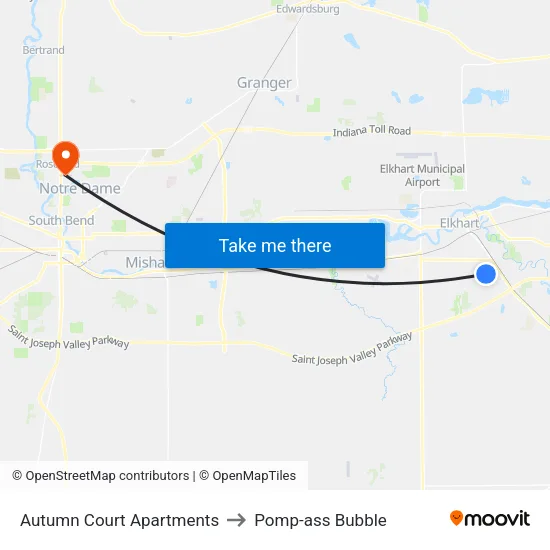 Autumn Court Apartments to Pomp-ass Bubble map