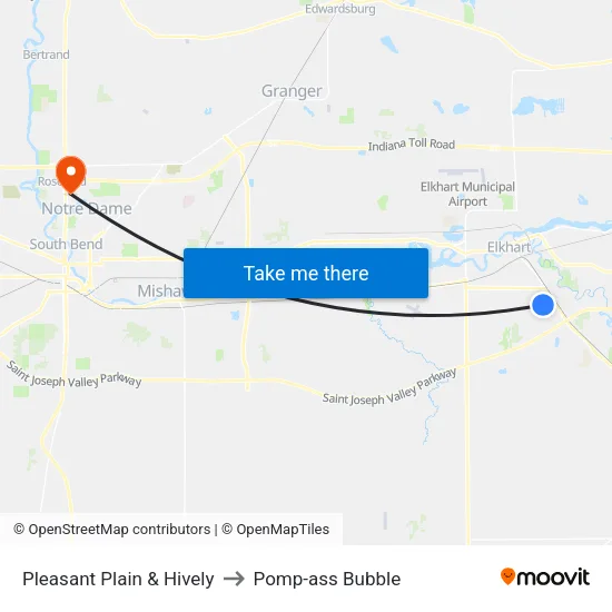 Pleasant Plain & Hively to Pomp-ass Bubble map
