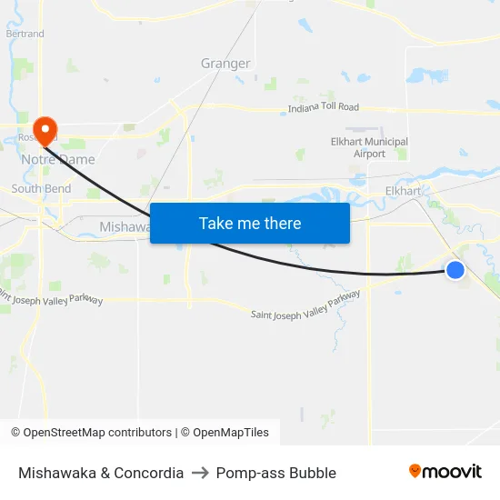 Mishawaka & Concordia to Pomp-ass Bubble map