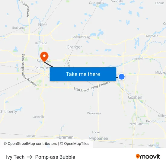 Ivy Tech to Pomp-ass Bubble map