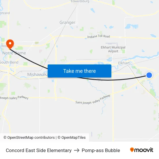 Concord East Side Elementary to Pomp-ass Bubble map