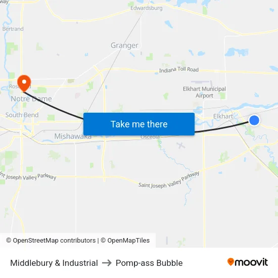 Middlebury & Industrial to Pomp-ass Bubble map