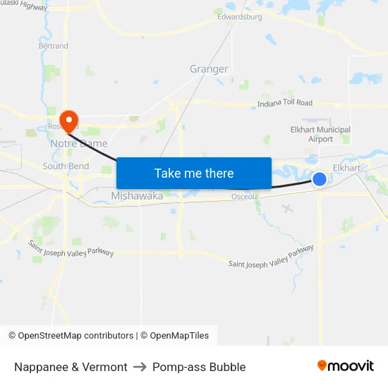 Nappanee & Vermont to Pomp-ass Bubble map