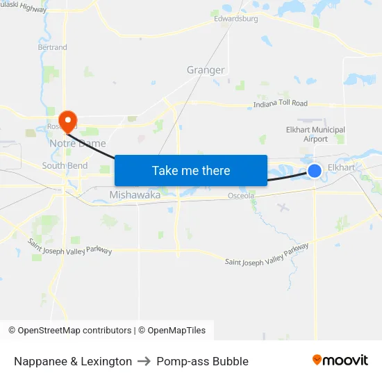 Nappanee & Lexington to Pomp-ass Bubble map