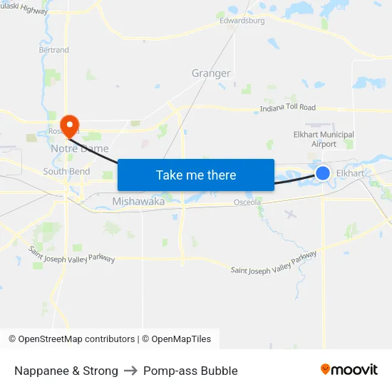 Nappanee & Strong to Pomp-ass Bubble map