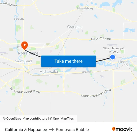 California & Nappanee to Pomp-ass Bubble map