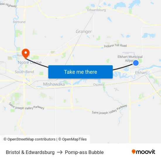 Bristol & Edwardsburg to Pomp-ass Bubble map